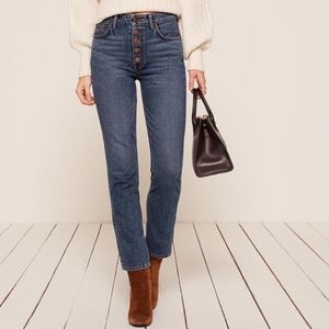 Reformation Jeans Winona Mid Slim Button Fly 26 P